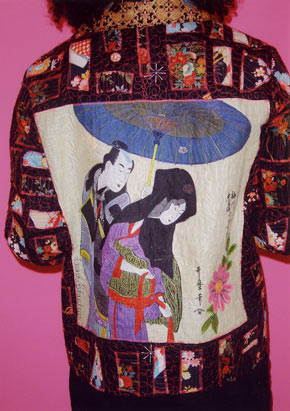 Japanese cotton collage with figures